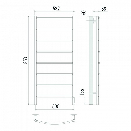 Классик П8 500х850 Электро (quick touch) Полотенцесушитель TERMINUS Сатин Киров - фото 4 Классик П8 500х850 Электро (quick touch) Полотенцесушитель TERMINUS Сатин Киров - фото 4