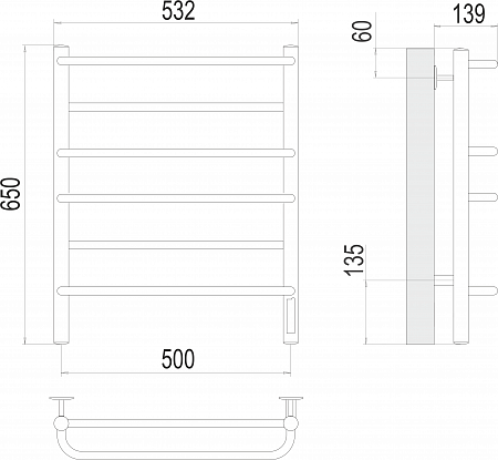 Евромикс П6 500х650 Электро (quick touch) Полотенцесушитель  TERMINUS Киров - фото 3