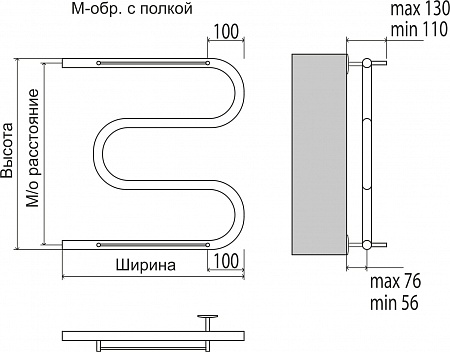 М-обр с/п AISI 32х2 500х400 Полотенцесушитель  TERMINUS Киров - фото 3