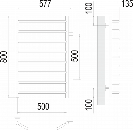 Виктория П8 500х800 бп500 Полотенцесушитель  TERMINUS Киров - фото 3