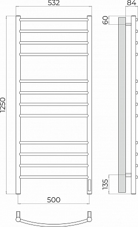 Классик П12 500х1250 Электро (quick touch) Полотенцесушитель TERMINUS Киров - фото 3