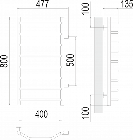 Виктория П8 400х800 бп500 Полотенцесушитель  TERMINUS Киров - фото 3