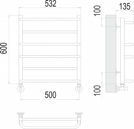 Евромикс П6 500х600 Полотенцесушитель  TERMINUS Киров - фото 3