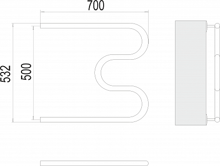 М-обр AISI 32х2 500х700 Полотенцесушитель  TERMINUS Киров - фото 3