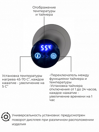 Рондо П2 350х760 электро Полотенцесушитель TERMINUS Оружейная сталь Киров - фото 5