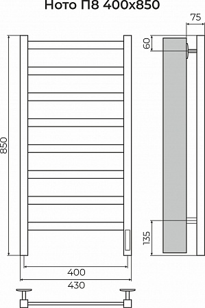 Ното П8 400х850 Электро (quick touch) Полотенцесушитель TERMINUS Киров - фото 3