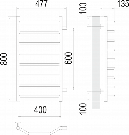 Виктория П8 400х800 бп600 Полотенцесушитель  TERMINUS Киров - фото 3