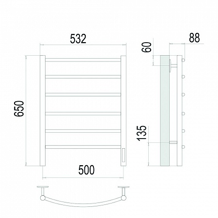 Классик П6 500х650 Электро (quick touch) Полотенцесушитель TERMINUS Сатин Киров - фото 4