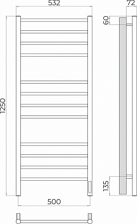 Аврора П12 500х1250 Электро (quick touch) Полотенцесушитель TERMINUS Киров - фото 3