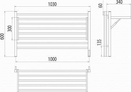 Горизонт П8 1000х600 электро КС ЧЕРНЫЙ МУАР (sensor quick touch) Полотенцесушитель TERMINUS Киров - фото 5