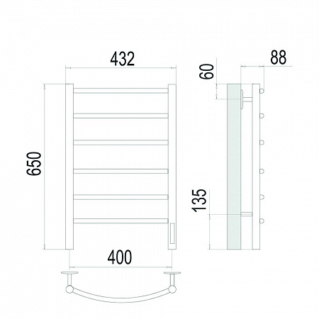 Классик П6 400х650 Электро (quick touch) Полотенцесушитель TERMINUS Сатин Киров - фото 4
