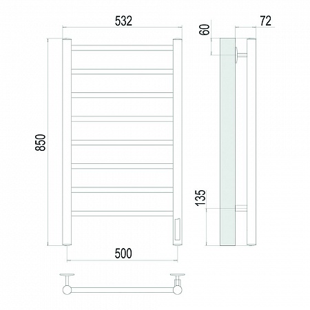 Аврора П8 500х850 Электро Полотенцесушитель TERMINUS Брашированное золото Киров - фото 4